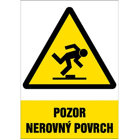 Značka Pozor – Nerovný povrch, samolepicí fólie, 210 × 297 mm